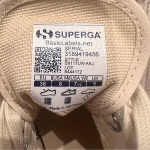 Superga 7.5 Women’s Beige Canvas Platform Sneakers